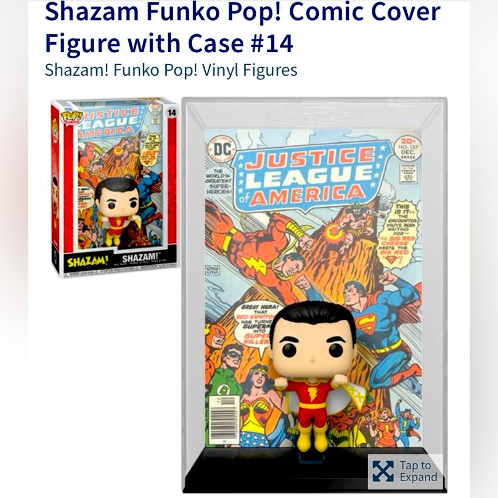 Shazam Funko Pop w/protector big case 11inch -Justice League of America